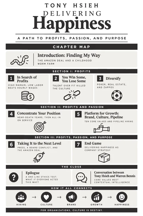 Delivering Happiness poster: Chapter map
