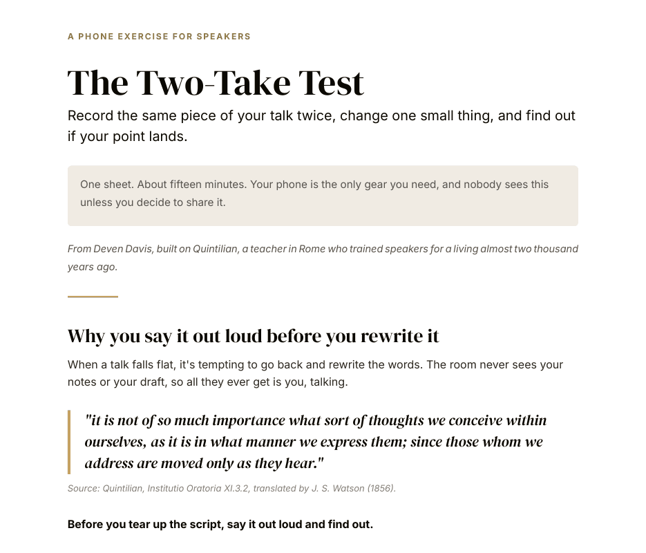 The first page of the free Two-Take Test sheet