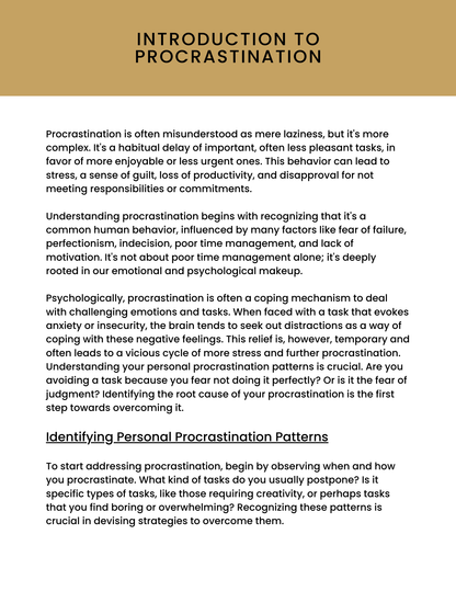 The Overcoming Procrastination Workbook & Journal